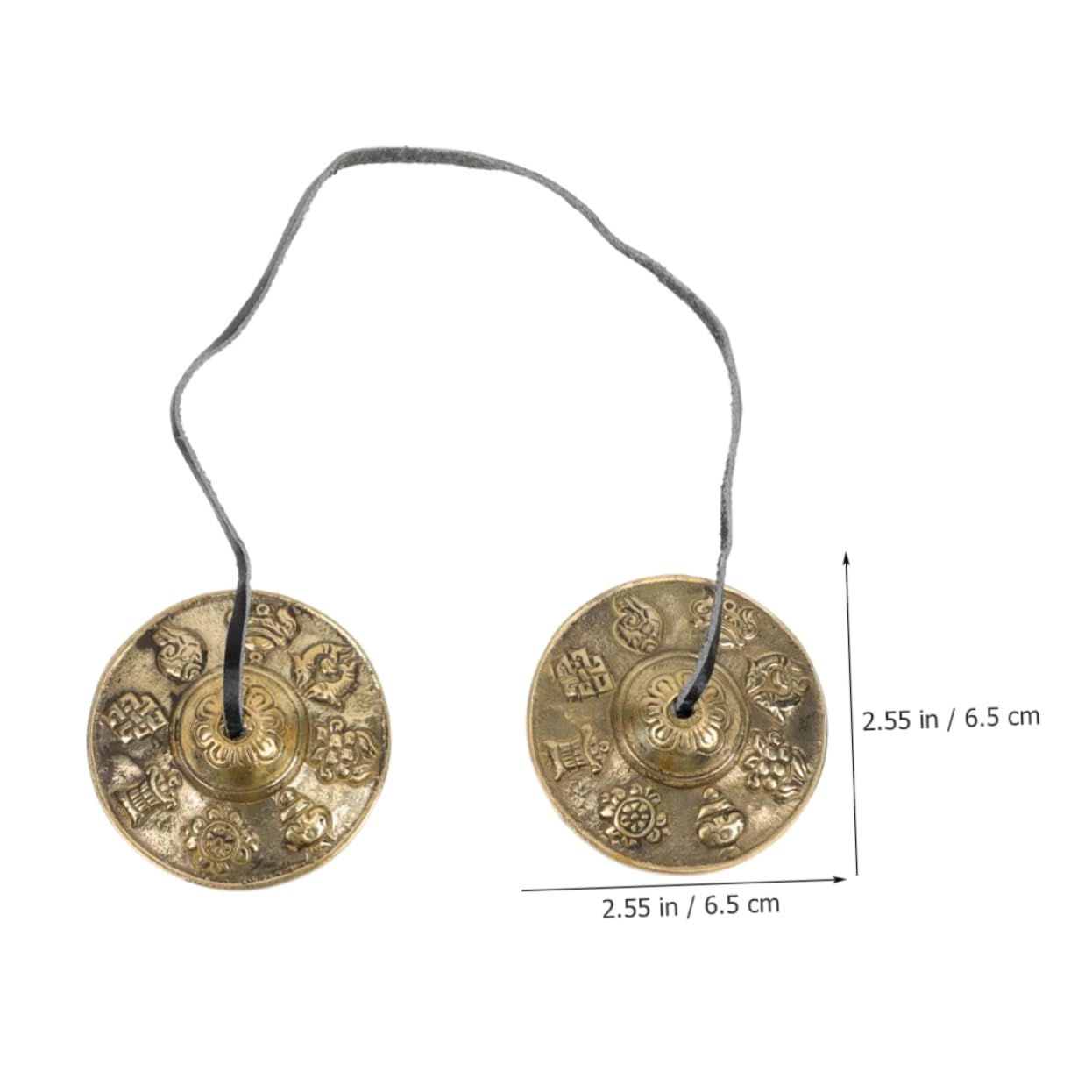 Cimbali in Rame Dorato per Meditazione e Rituali Motivi Vintage di Buon Auspicio, Strumenti Percussivi Etnici per Benedizione ed Esorcismo
