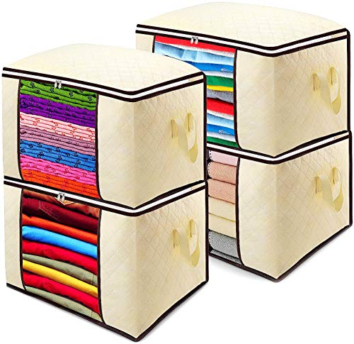 Anyoneer Closet Organizer and Clothes Storage Bags,Sturdy Handles,Stainless Steel Zipper, 3 Layer Fabric,Extra