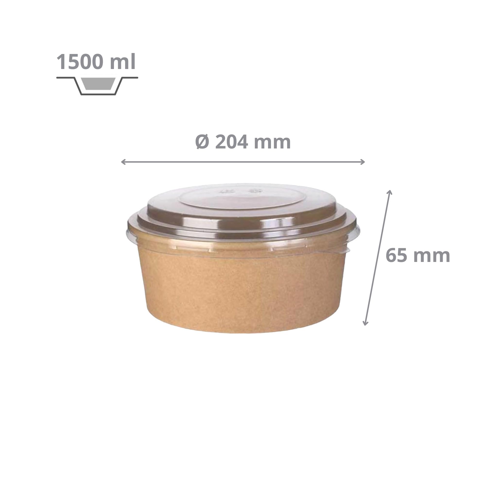 Générique 50 Bols Saladiers en Carton Kraft 1500 ml avec Couvercle RPET – Pots Étanches pour Plats à Emporter, Soupes et Salades – Pratiques et Durables