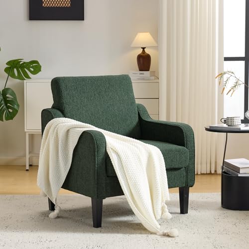 Image of VINGLI Dark Green Accent Chair, Chenille Armchair for Living Room
