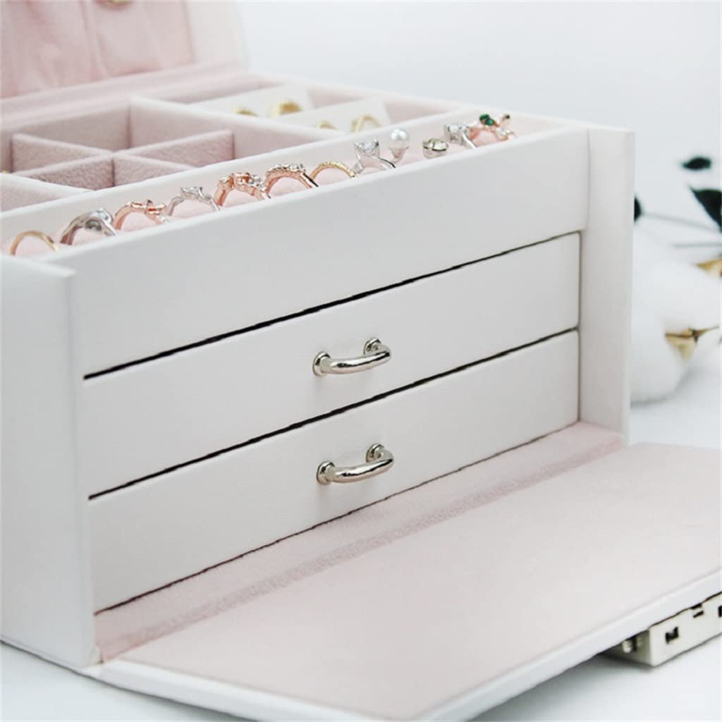 Caja de Espejo para Damas, de Cuero sintético, para Guardar Pendientes, Anillos, Collares y exhibir con Cerradura.