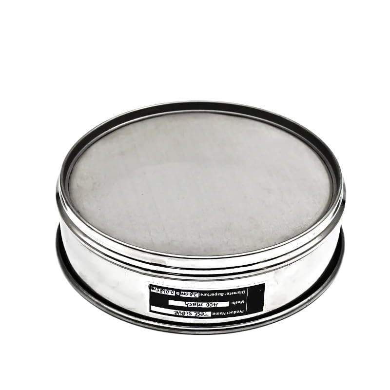 Tamiz de prueba de laboratorio de acero inoxidable: 20 cm de diámetro, malla 400, tamaño de poro de 0,0385 mm, herramienta de muestreo de precisión