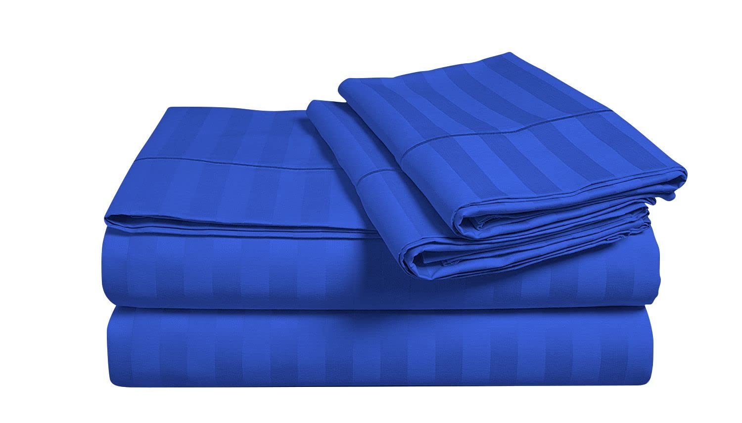 Attached Waterbed Sheets Super Single 1000 Thread Count 100% Egyptian Cotton Attached Waterbed Sheets 4 Piece, 21 Inch Deep Pocket Waterbed Sheet Set, Super Single Size Royal Blue Stripe