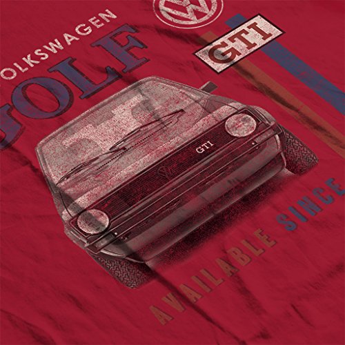 Volkswagen Golf GTI Racing Distressed Men\'s T-Shirt Cherry Red - Thumbnail 3