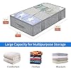 Onlyeasy Large Underbed Storage Bags Organizer Container (2 Pack) with 4 Handles and 2 Sturdy Zippers, Blankets Clothes Comforters Foldable Storage Bags with Clear Window, Herringbone Grey, MXRUBBP2