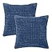 Amazon Brand - Umi Juego de 2 Funda Cojín 55x55cm, Funda Cojín Sofá con Cremallera Invisible para Dormitorio Sala de Estar, Azul Oscuro