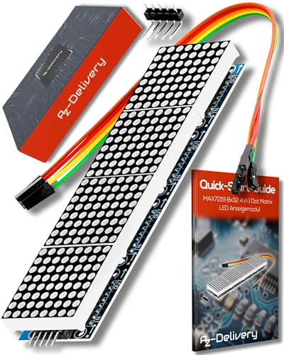 AZDelivery MAX7219 Dot Matrix MCU LED 4 en 1 8 x 32 Module d'Affichage Compatible avec Arduino et Raspberry Pi incluant Un E-Book!