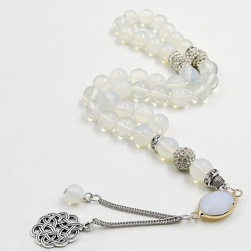 Miniatura 7 de ALBASHAN ópalo piedra plata accesorios mujer Tasbih 33 66 99 100 cuentas musulmán Misbaha niña pulsera Islam Rosario