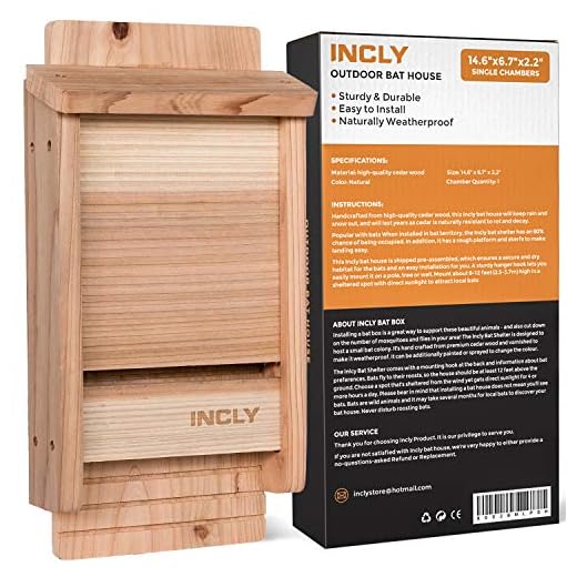 INCLY Small Bat House Kit for Outdoors 14.6"x6.7"x2.2" Shelter Box Roosting Single Chamber Natural Cedar Wood, Pre-Finished Easy to Install