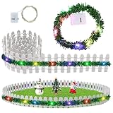 Miniatur Wichtel Zubehör Weihnachten, Miniatur Zaun Gartenzaun Holz, Puppenhaus Zubehör Fences, Fairy Garden Holzzaun, Wichtel zubehör Weihnachten, Wichtel Zaun DIY Dekor Weihnachten (90 cm Weiß) (A)