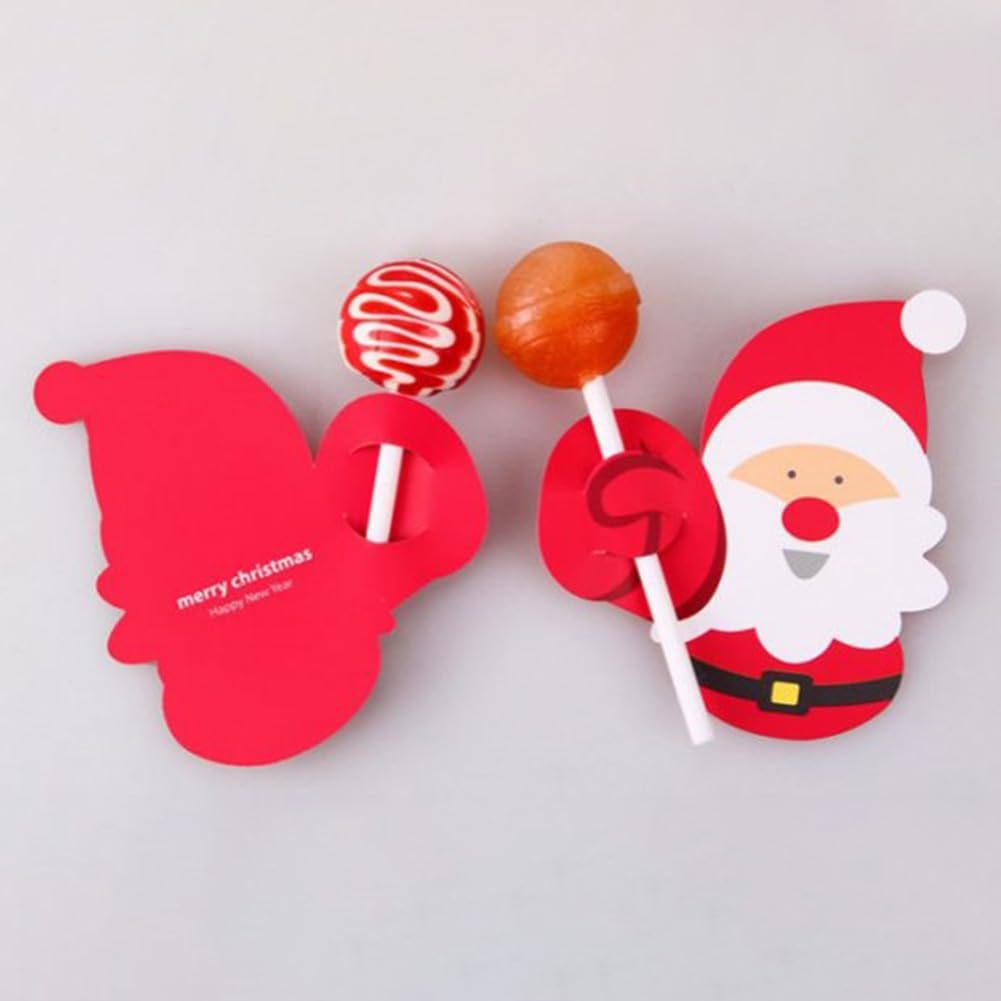 CRGANGZY Dibujos animados Papá Noel pingüino muñeco de nieve papel Candy Holder Festival Theme 50pcs Candy Lollipop decoración tarjetas niños dulces regalos paquete envoltura