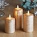 Produktbild Lights4fun 3er Set Echtwachs TruGlow® Kerzen kupfer mit warmweißer LED Flamme und Timer 10/12,5 / 15cm