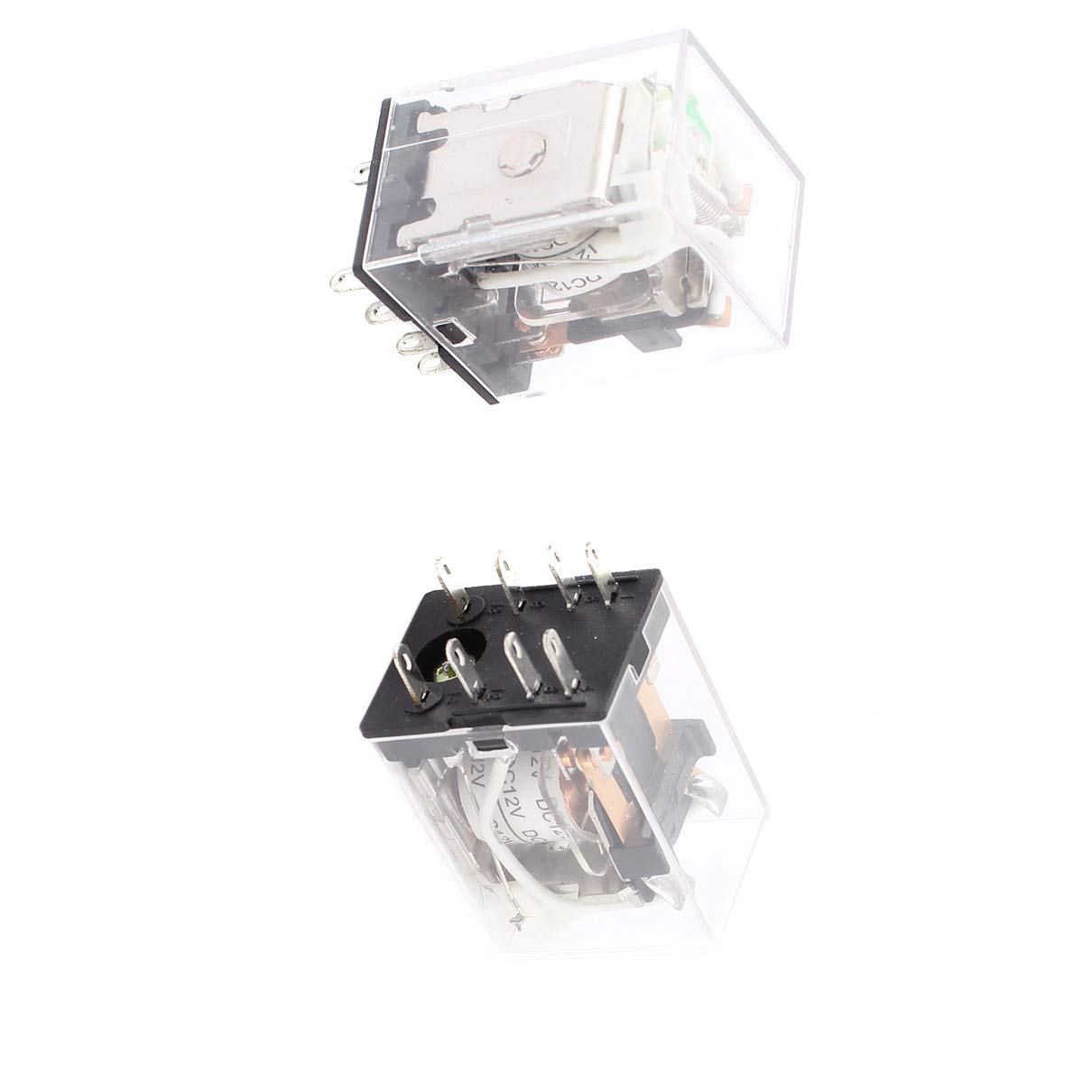 2pcs HH52PL Switches DC12V Coil DPDT Green LED Indicator Lamp Light Pushbutton Switches Power Relay