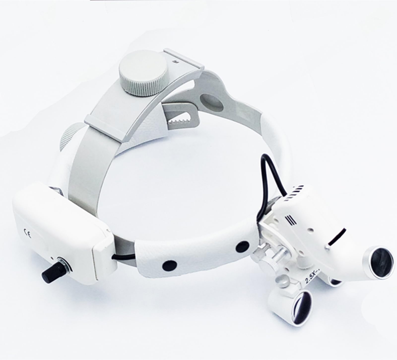 Lupa Dental, Binocular de 2,5 aumentos con luz Frontal y Diadema, 30 000 Lux de Alto Brillo, Ligera, Equipo de Laboratorio Binocular de Aumento para otorrinolaringología y estomatología.