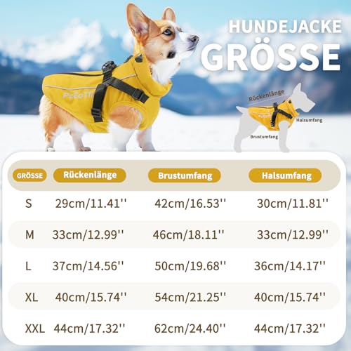PcEoTllar Wasserdichter Hundemantel für kleine Hunde, warme reflektierende Jacke mit Geschirr für den Winter, Ski-Kostüm, Baumwolle, Hundepullover