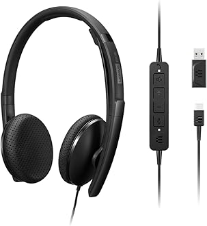 Lenovo Wired VoIP Headset, Microsoft Teams Certified, Black