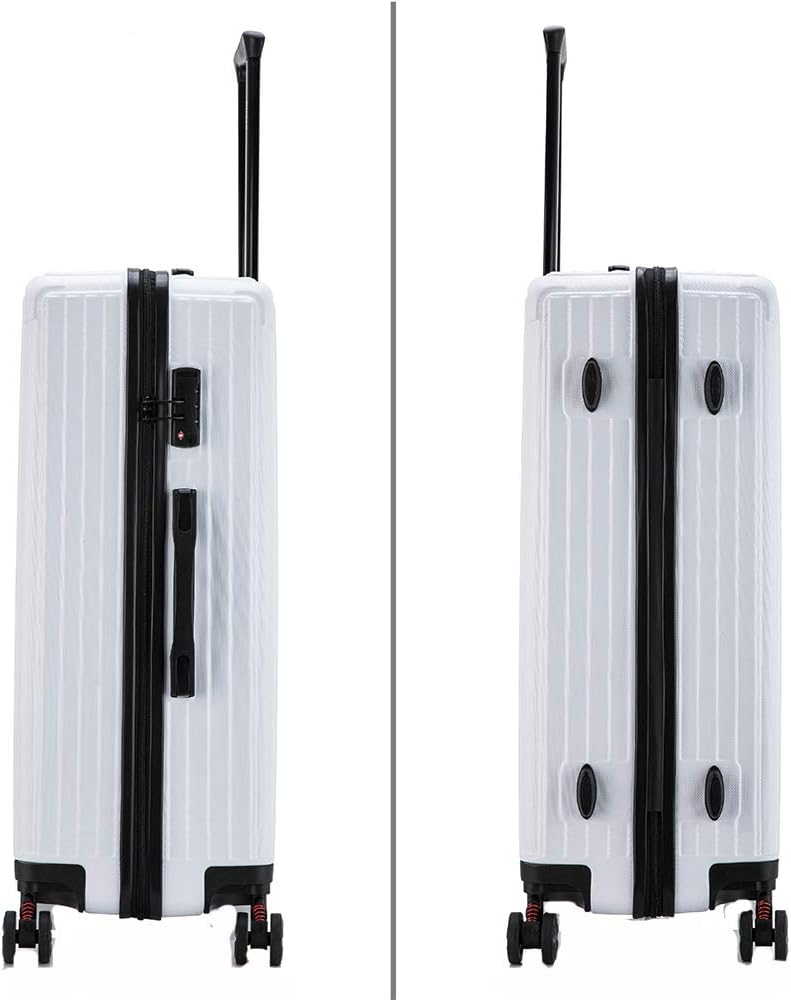 review DUKAP STRATOS 28 Inch Large Hardside Luggage with GEL Handle and TSA Lock, Travel Suitcase with Spinner Wheels and Studs, White