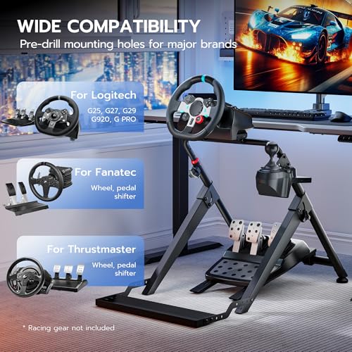 Image of ARES WING Foldable Sim Racing Wheel Stand with Chair Fixing | Formula and GT Racing Simulator Cockpit Compatible with Fanatec, Thrustmaster, Logitech, Moza, Simagic, Gaming Equipment