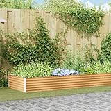 Tonture Bancal de acero galvanizado de color marrón claro, 775 x 100 x 36 cm, con drenaje para jardín, balcón, terraza, resistente a las heladas, robusto y fácil de limpiar, ideal como maceta y maceta