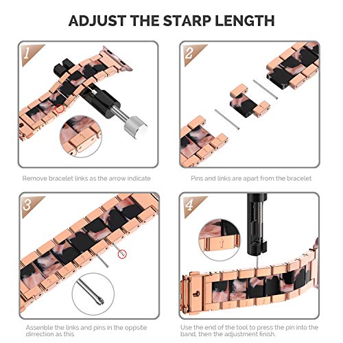 Wearlizer Compatible With Apple Watch Band 42Mm 44Mm 45Mm 49Mm Fashion Wristbands Womens For Iwatch Se Stainless Steel And Resin Replacement Metal, Series Se Ultra 8 7 6 5 4 3 2 1-Dark Rose Gold+Pink #TOP5