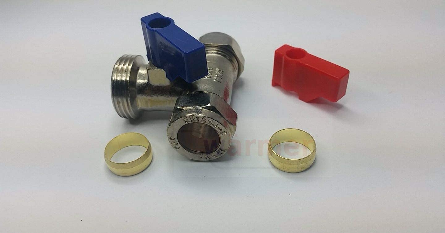 Wärmer System PSW Trade Proviers Ltd - Rubinetto a T per lavatrice, 15 mm x 3/4