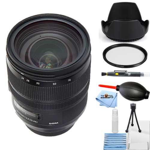 Sigma 24-70mm f/2.8 DG OS HSM Art Lens for Canon EF #576954 Starter Bundle with Tulip Hood Lens, UV Filter, Cleaning Pen, Blower, Microfiber Cloth and Cleaning Kit [International Version]