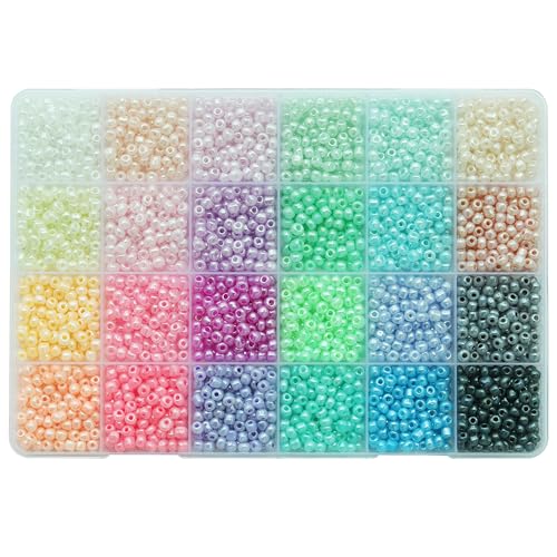 Bala&Fillic Maat 4 mm Ceylon kleur rocailles Ongeveer 3840 stuks in doos, 24 veelkleurig assortiment, maat 6/0 glazen rocailles voor het maken van sieraden (160 stuks/kleur, 24 kleuren)