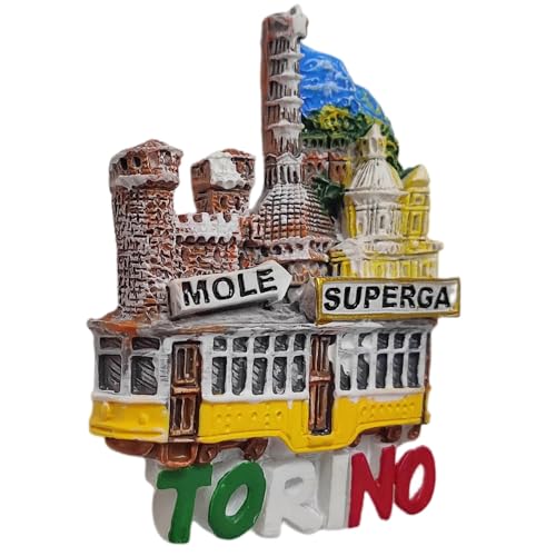 Imán decorativo 3D Torino Italy resina pintado a mano miniatura 5