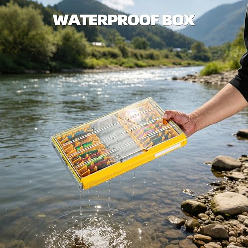 Image of RUNCL 3700 Jerkbait Box, Waterproof Floating Lure Storage Box with Adjustable Dividers, Clear Rust-Proof Utility Tray for Terminal Tackle, Hooks and Sinkers
