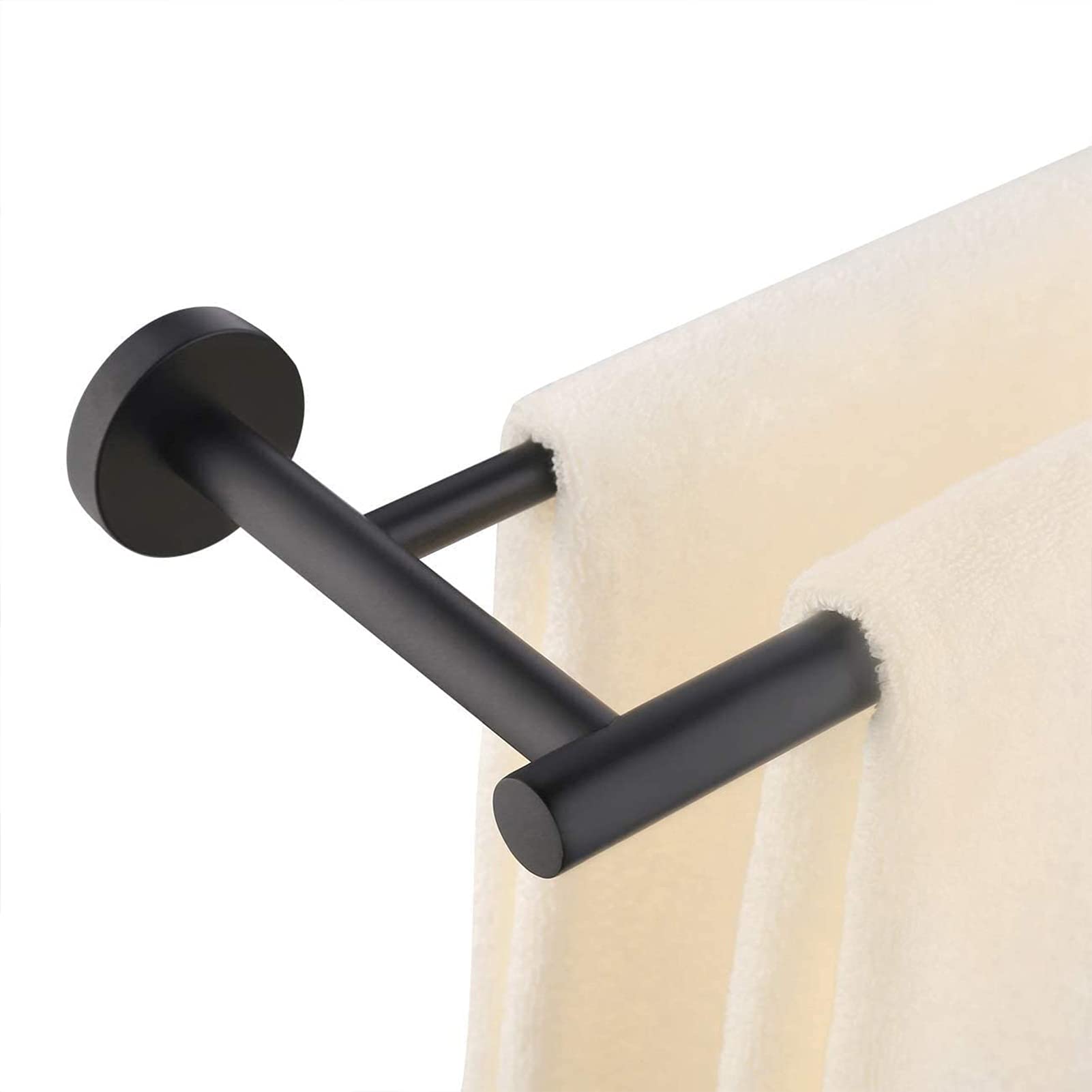 Barra de riel de Toalla Doble multifunción, Soporte de Toalla Negra de Acero Inoxidable SUS304, Percha de Torre montada en la Pared para Hardware y Cocina de baño, 60 cm / 23.6 Pulgadas