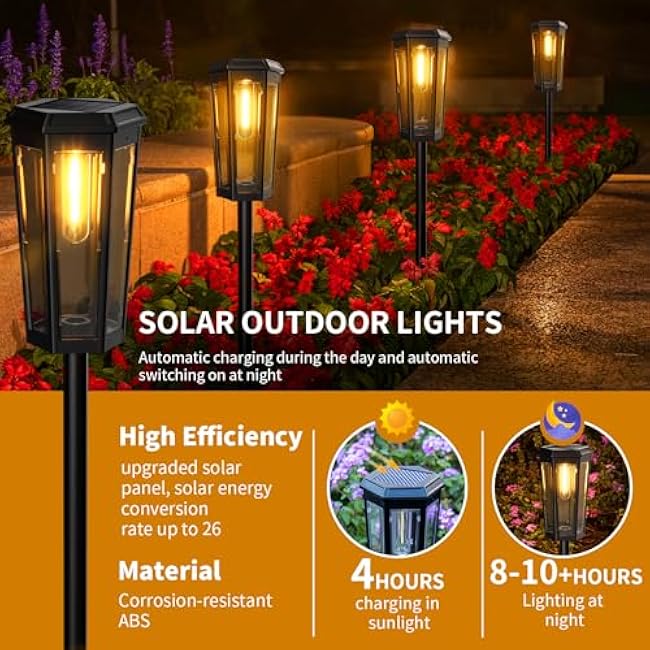KINKAI Solar Walkway Lights Classic Pathway Light Warm Light