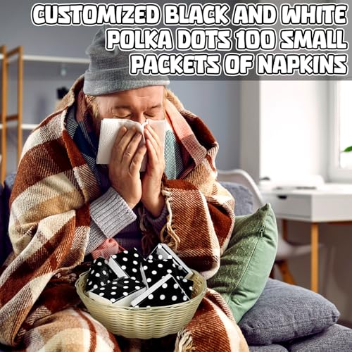 Image of Therwen 100 Pack Pocket Tissues Travel Bulk 1000 Sheet, Classic Polka Dots