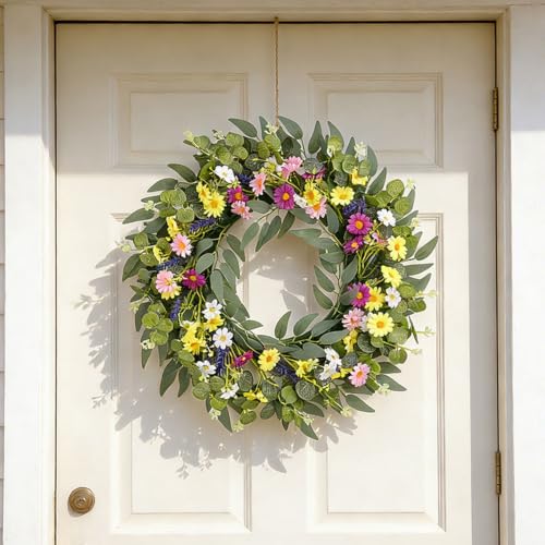 Couronne de Printemps Réaliste 3D : Fleur Imperméable Extérieur 50cm - 5