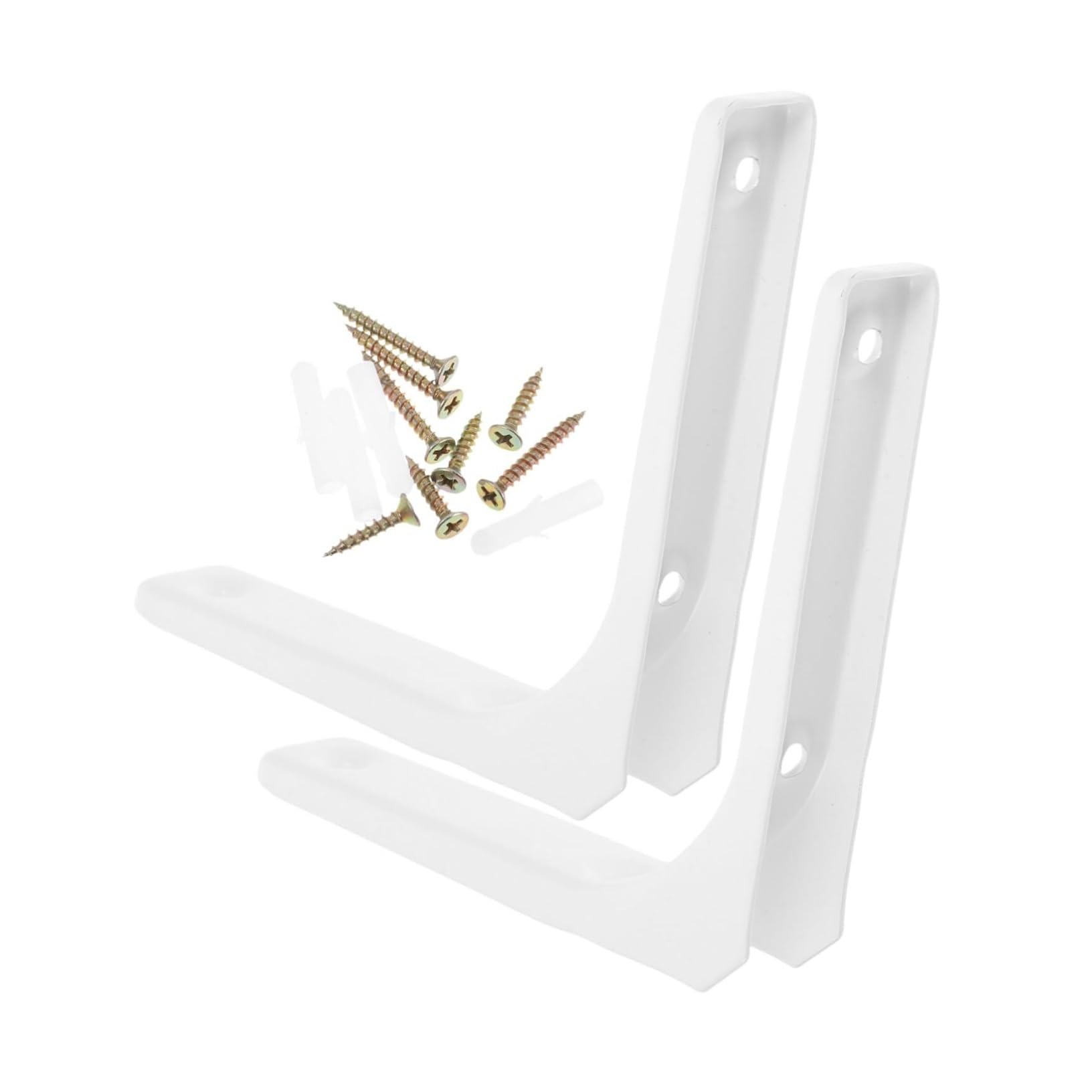 Juaksqzyi White 2Pcs Metal Shelf Brackets 4 Inch Heavy Duty Floating Shelf Bracket With Screws For Countertop Support