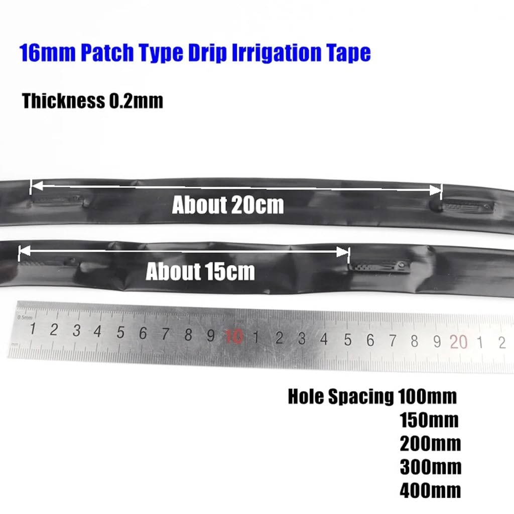 Tubo de microirrigación por goteo, Tubería de riego con cinta goteo agrícola, espaciado orificios 16x0,2mm, 10-40cm, 25m, 50m(Space 400mm,Length 50m)