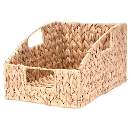 Decorasian Papierablage Korb geflochten aus Wasserhyazinthe – Briefablage zum Ordnen und Organisieren im Büro oder der Küche – mit Griffen