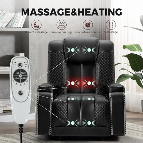 Reclinerchairsetof3theaterseatingwithmassageheatingbreathableleathersofausbportssuitablelivingroomhomeblack Urban Country Home Decor Recliner chair set of 3 theater seating with massage heating breathable leather sofa usb ports suitable living room home black urban country home decor