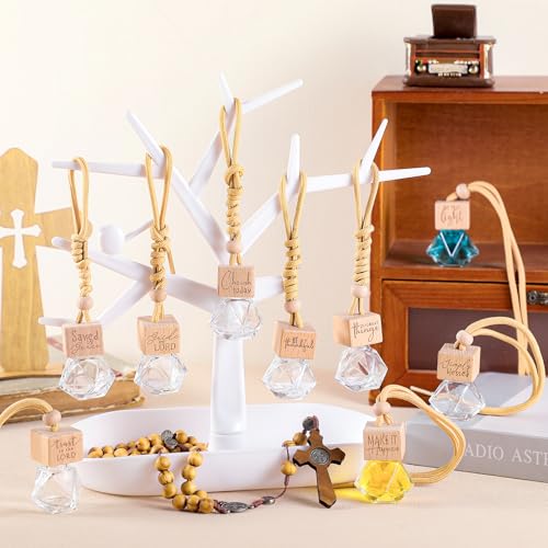 Image of Funnymoom 20 Pcs Christian Gifts Bulk Empty Wood Air Diffuser Freshener Church Accessories Essential Oil Car Freshener for Women Men Teacher Employee Housekeeping Coworker Christmas Appreciation
