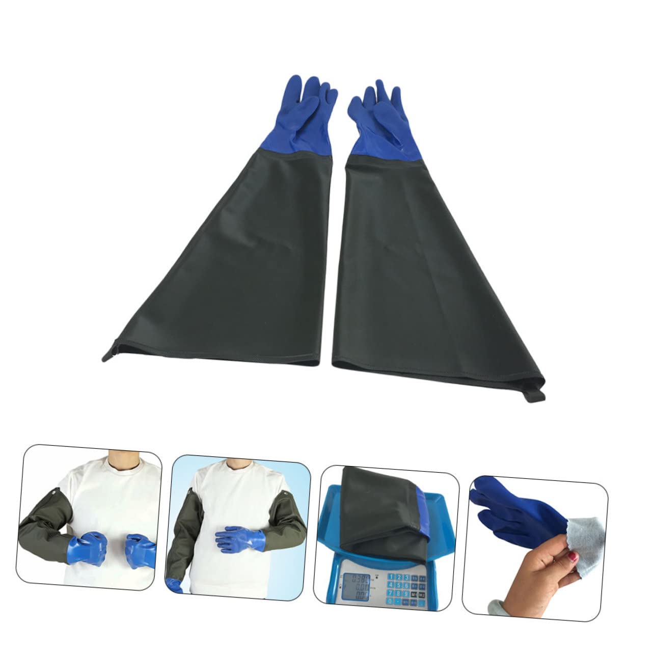 Sewroro Guantes de Goma Resistentes al Aceite y Ácidos con Recubrimiento PVC Antideslizante Extra Gruesos y Largos para Limpieza Industrial y Uso Seguro Trabajo Químico y Lavado de Platos
