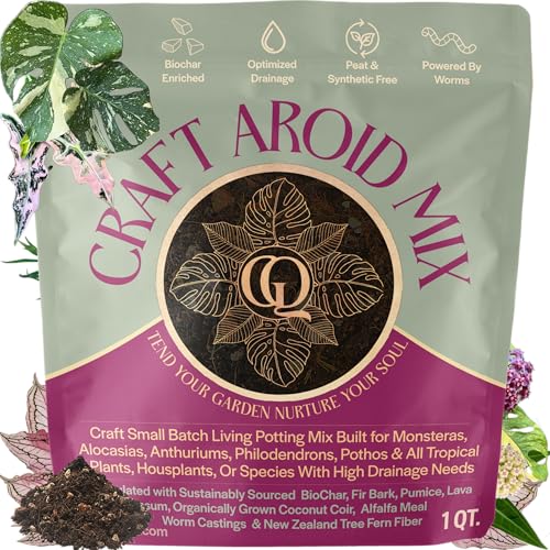 Craft Aroid Potting Mix- Elite Organic Alocasia Philodendron Monstera Soil Mix Chunky Well Draining Potting Soil for Indoor Plants All Tropical Plants & Houseplants Sustainable & Peat Free 1QT