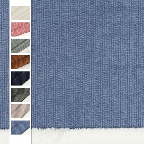 VmG-Store Tela de peluche por metros, de pana ancha con suave felpa, doble cara, 0,25 m x 145 cm de ancho, para ropa de invierno, cojines, peluches, ropa, tejidos (008 vaqueros)