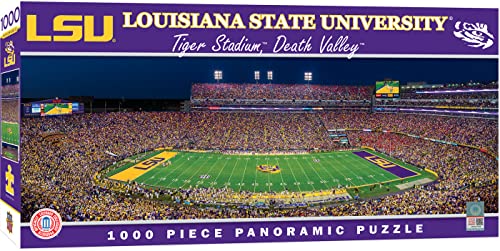 Image of MasterPieces - 1000 Piece Jigsaw Puzzle, NCAA LSU Tigers, Panoramic Football Stadium View, Fun for Adults and Family, 13 inch x39
