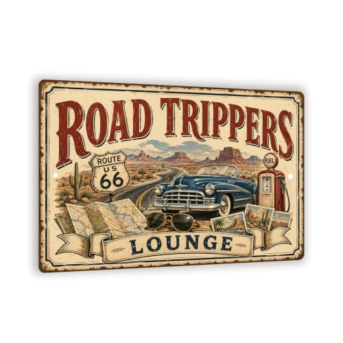 Vintage "Road Trippers Lounge" Metal Sign