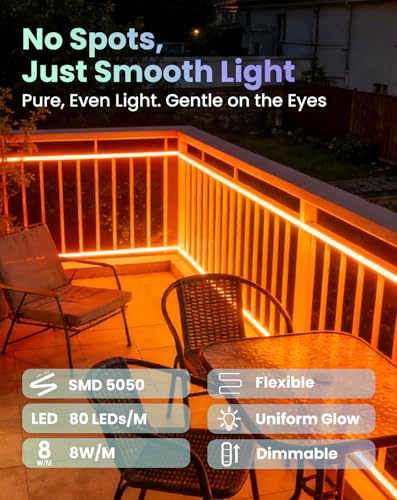 Image of Shine Decor Smart LED RGB Neon Rope Lights AC 120V, ETL Expandable Color Changing Dimmable with Remote Compatible with Alexa, Google Assistant, Cold-Resistant & IP65 Waterproof, 8x16 mm, 131.2FT