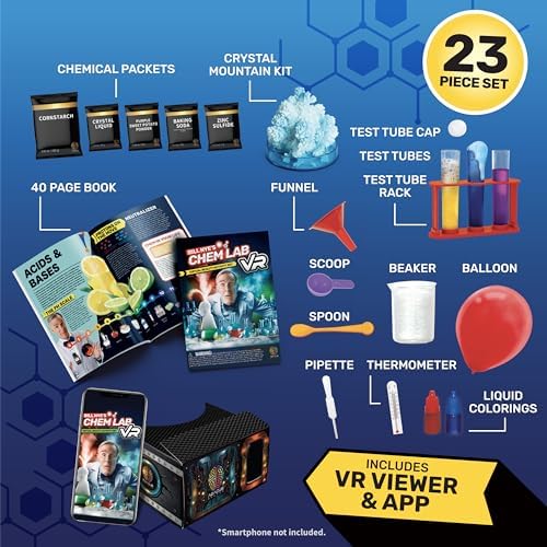 Abacus Brands Bill Nye's Science Squad: Chem Lab VR - Virtual Reality Kids Science Kit, Book and Interactive Learning Activity Set