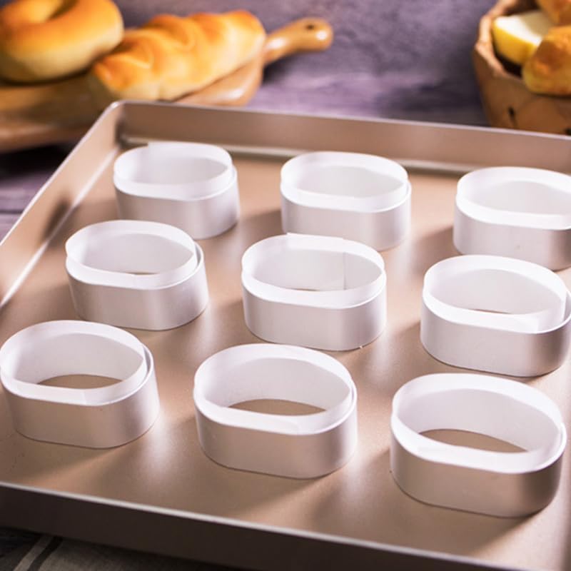 Miniatura 7 de Juego de 6 anillos redondos para tartas de acero inoxidable, mini anillo ovalado largo para mousse, molde para tartas, moldes de metal para hornear,