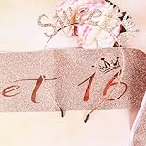 Nwvuop 16th Birthday Sash and Tiara, Sweet 16 Birthday Sash Birthday Crown for Girls 16th Birthday Decorations(Rose Gold) - Image 4