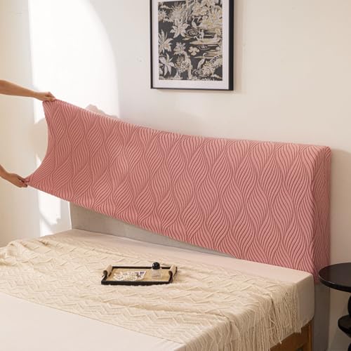 Image of HOMETHREADS Stretchable Lycra /Velvet Headboard Cover | Soft, Dust-Proof & Wrinkle-Resistant Bed Back Protector | Fits Leather, Wooden & Fabric Bedsides | for 2ft to 3.3ft Beds (Pink,90x65cm)