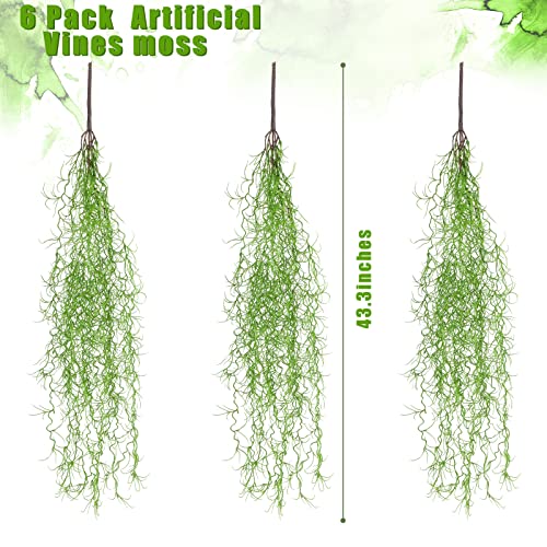 Waydress Artificial Vines Moss Faux Greenery Moss For Potted Plants Realistic Spanish Moss Hanging Plants Artificial Decor Fake Moss (Classic Style,6 Pieces) #TOP6