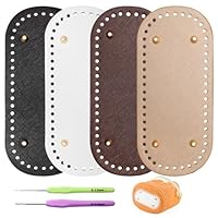 Coitak 4 PCS Bag Bases for Crochet with 2 PCS Crochet Hook, 4 Colors Leather Purse Bottoms for DIY Bag Making
